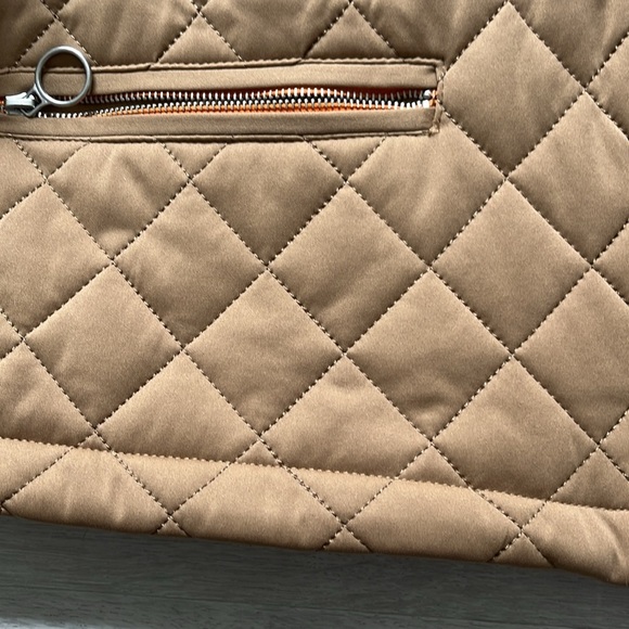 Avec Les Filles Quilted Crop Jacket Coat Full‎ Zip Orange Caramel Tan Women’s XS - Picture 5 of 11